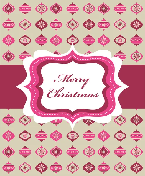 レトロなフレームとピンクのクリスマス背景 — ストックベクタ