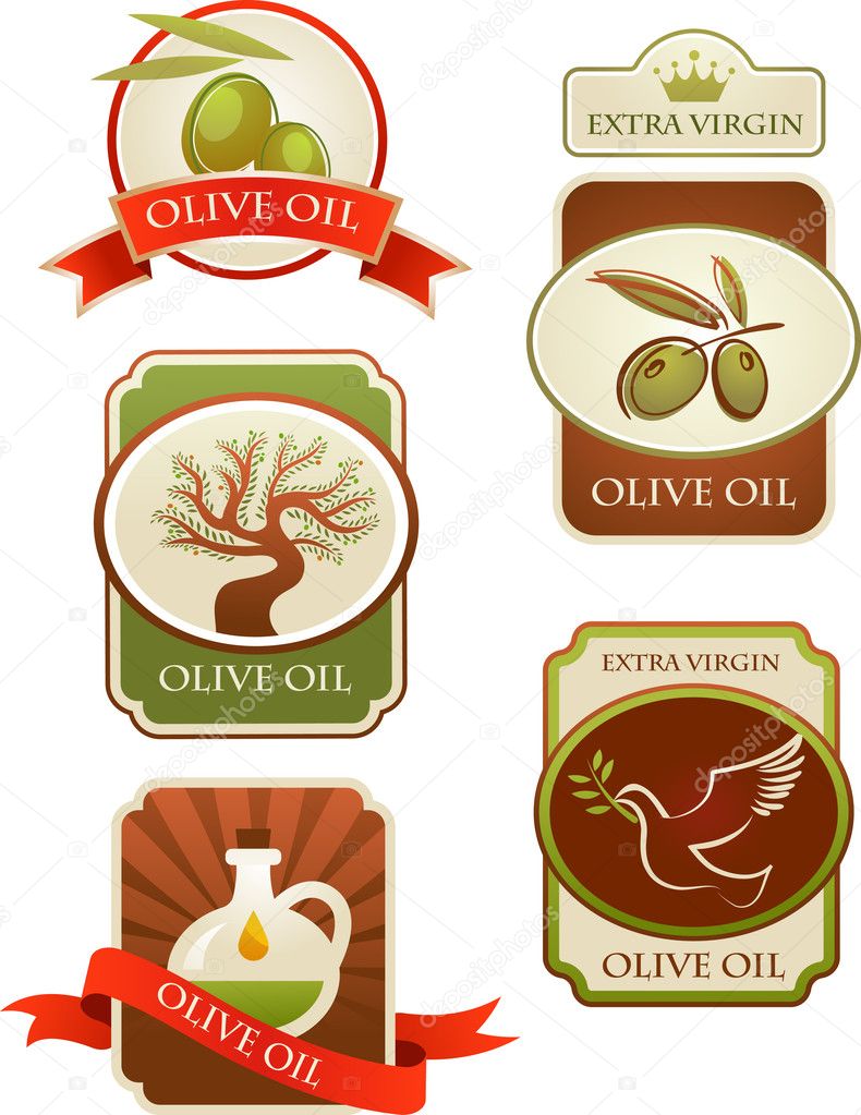 Olives labels collection isolated on white background.