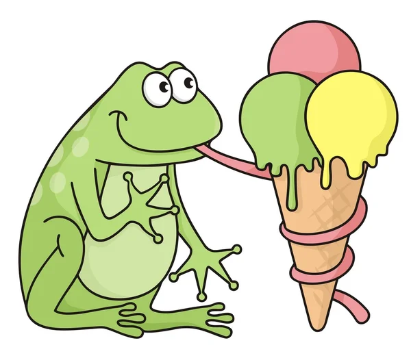 Frog with icecream — Stock Vector