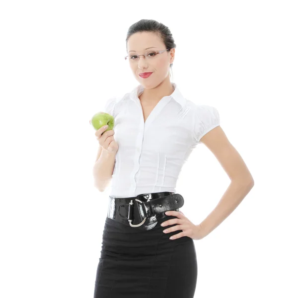 Donna d'affari con mela verde — Foto Stock