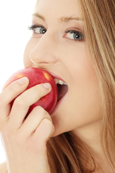 Young woman eat apple — Stock Photo, Image