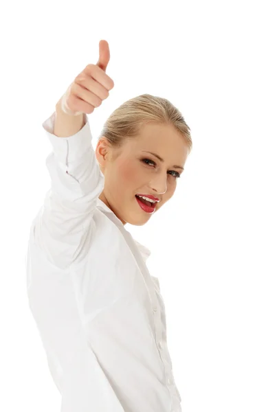 Business women showing thumbs up — Stock Photo, Image