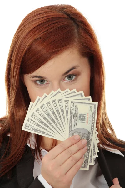 Busineswoman met geld — Stockfoto