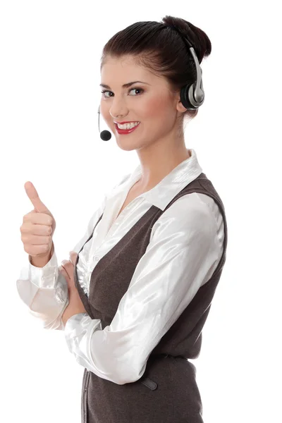 Call center woman with headset. — Stock Photo, Image