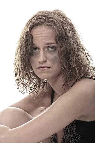 Misbruikte Jonge Vrouw Dramatische Portret — Stockfoto
