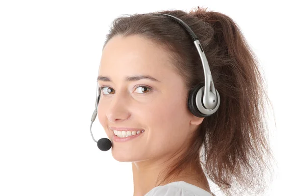Young Call Center Worker Isolated White Background — Stock Photo, Image