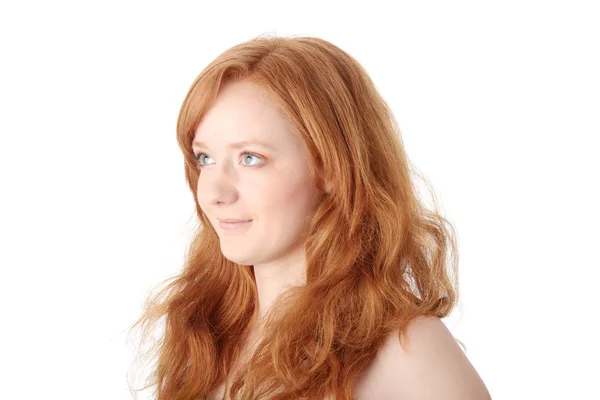 Close Portret Van Een Mooie Redhead Vrouw Klaar Voor Kuur — Stockfoto