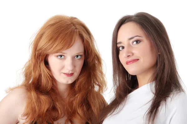 Zwei Partygirls Isoliert Auf Weißem Hintergrund — Stockfoto