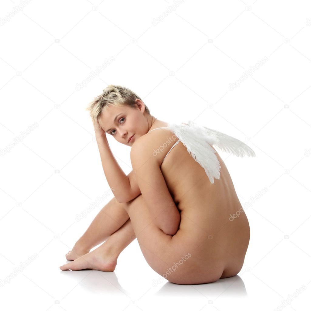 Naked woman with angel's wings