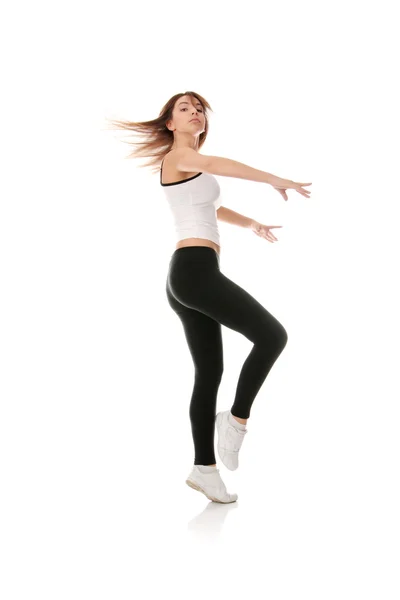 Belle Jeune Femme Faisant Exercice Yoga Isolé — Photo