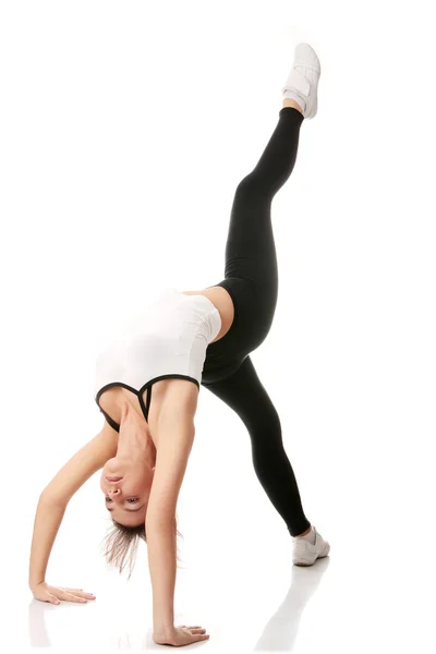 Vacker Ung Kvinna Som Gör Yoga Övning Isolerade — Stockfoto