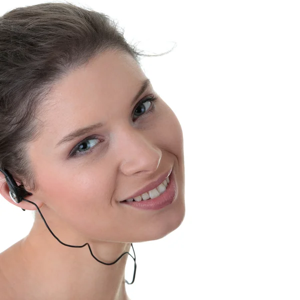 Mujer Fitness Joven Con Auriculares Deportivos Escuchando Música —  Fotos de Stock
