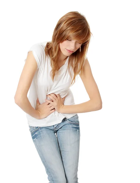 Teen woman with stomach issues — Stock Photo, Image