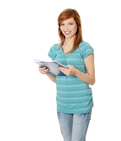 Tiener Student Meisje Geïsoleerd Witte Achtergrond — Stockfoto