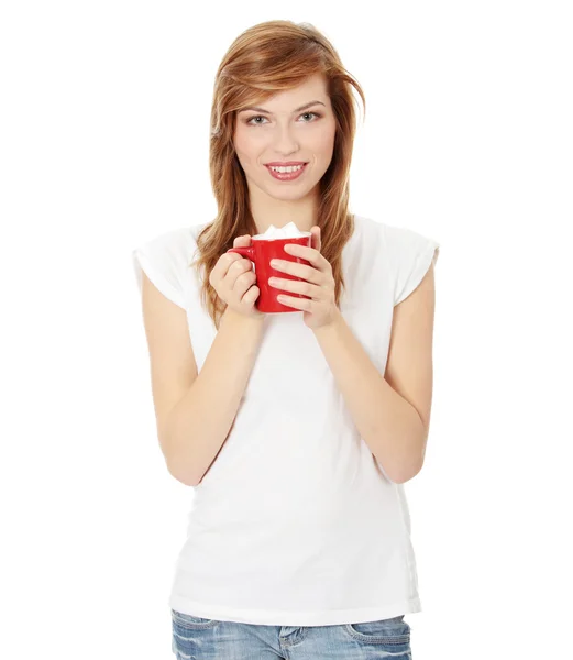 Cugar 在杯中的很多年轻的幸福女人 在白色隔离 — 图库照片