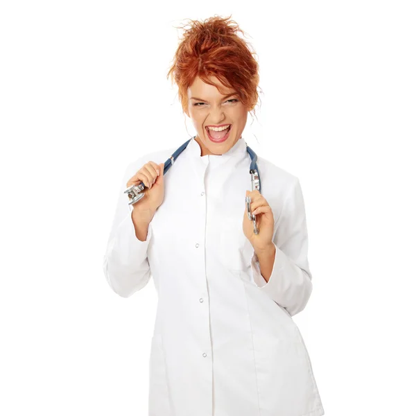 Smiling Medical Doctor Nurse Isolated White Background — Stock Photo, Image