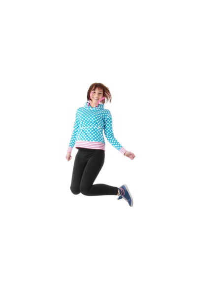 Jonge lachende tiener meisje springen — Stockfoto