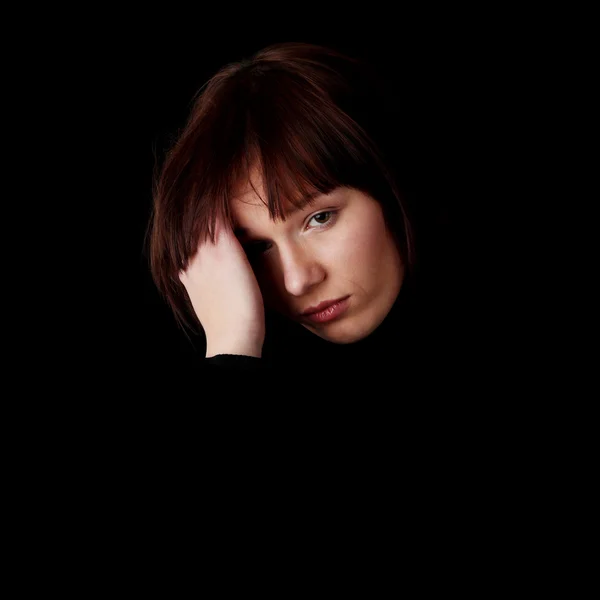 Молода Красива Жінка Депресією Ізольована Білому — стокове фото