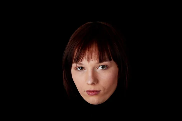 Junge Frau Porträt Isoliert Auf Schwarzem Hintergrund — Stockfoto