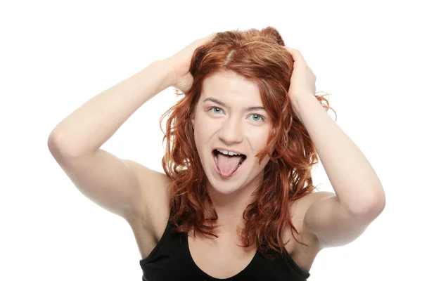 Young Woman Screaming Isolated White — Stock Photo, Image