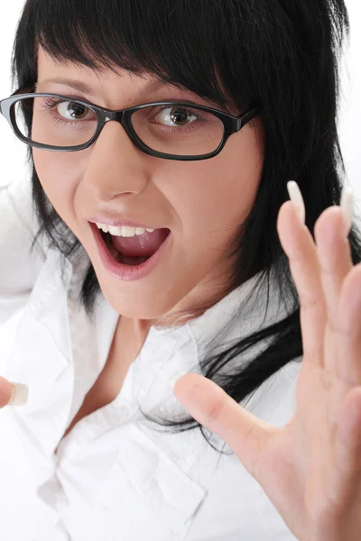 Photo of young happy woman screaming — Stock Photo, Image