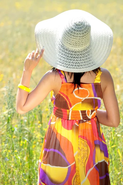 Young Happy Woman Green Grain Field — Stock Photo, Image
