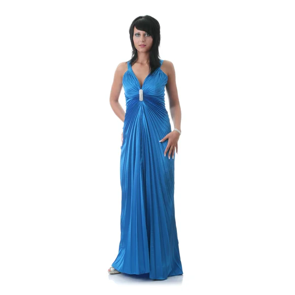 Frau trägt langes elegantes Kleid — Stockfoto