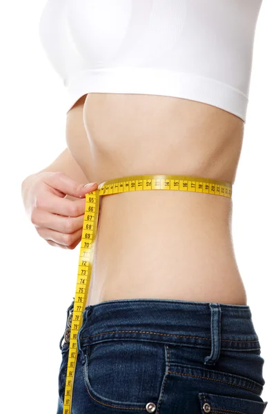 Belly of beautiful young female with anorexia — Stock Photo, Image
