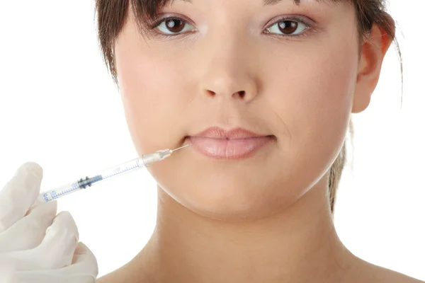 Frau Bekommt Botox Gespritzt Sieht Entspannt Aus — Stockfoto