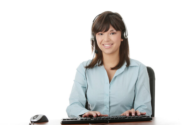 Young beautiful customer service operator