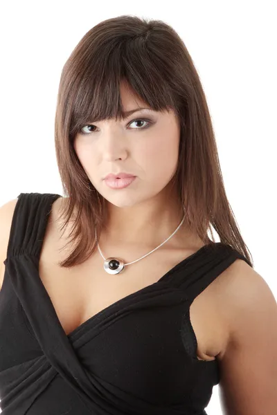 Sexy Junge Kaukasische Frau Abendkleid Isoliert Auf Weißem Hintergrund — Stockfoto