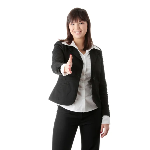 Beautiful Business Woman Ready Hand Shake Isolated White Background — Stock Photo, Image