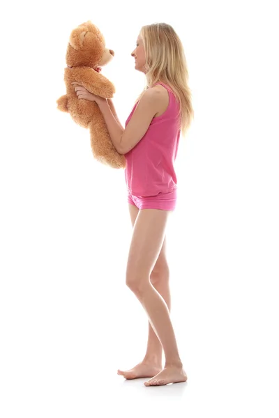 Teen girl with teddy bear — Stock Photo, Image