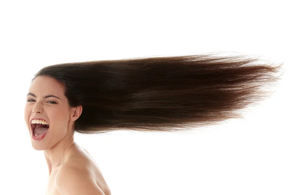 Žena s dlouhými vousy — Stock fotografie