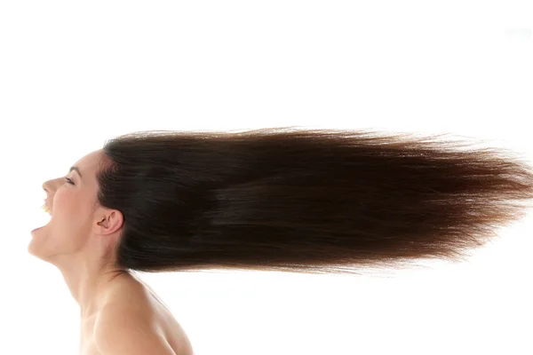 Молодая Красивая Белая Женщина Длинными Волосами — стоковое фото