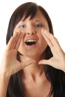 A young woman scream loud clipart