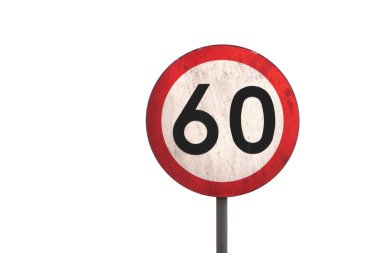 An isolated dirty 60km speed sign clipart