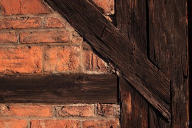 Prussian walll close-up texture (wood and bricks) clipart