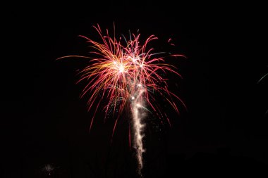 Salute, fireworks on dark sky