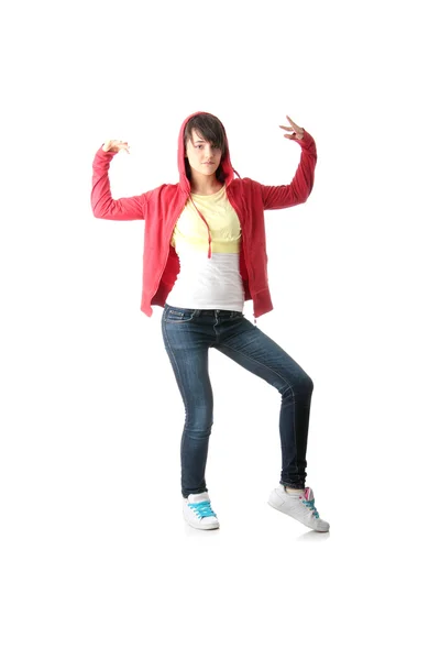 Beyaz Arka Plan Üzerinde Izole Genç Pop Dansçısı — Stok fotoğraf