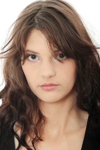 Retrato Mujer Hermosa Joven Aislado Fondo Blanco — Foto de Stock