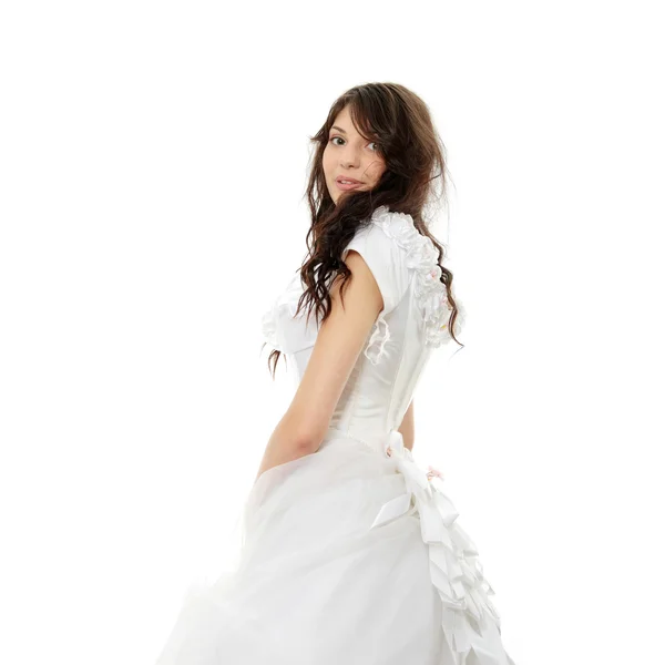 Krásná Mladá Nevěsta Izolovaných Bílém Pozadí — Stock fotografie
