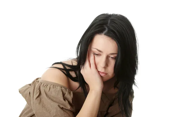 Young corpulent woman with depression — Stock Photo, Image