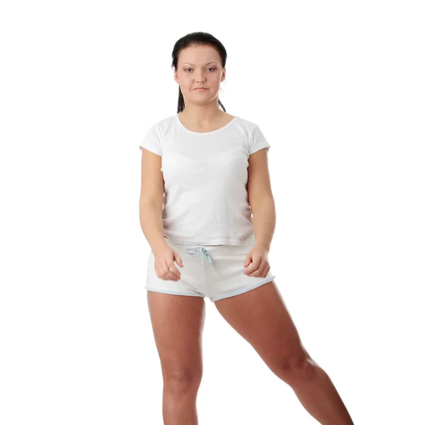Joven Mujer Feliz Haciendo Ejercicios Fitness —  Fotos de Stock