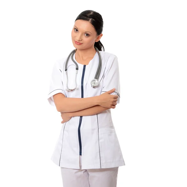 Médico Femenino Aislado Sobre Fondo Blanco —  Fotos de Stock