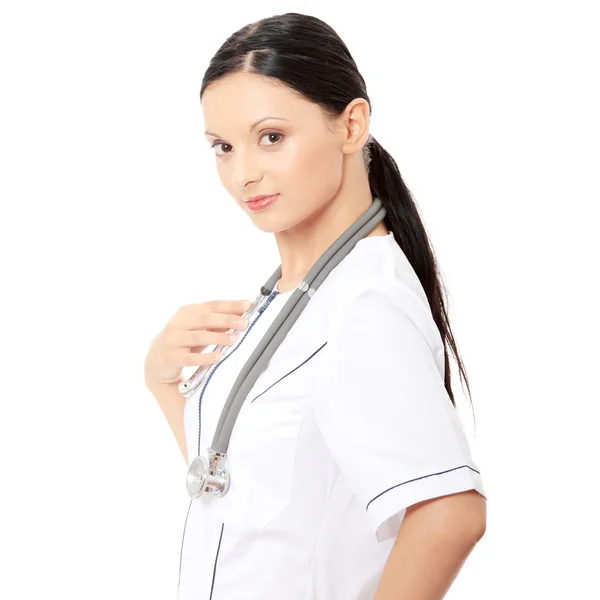 Médico Femenino Aislado Sobre Fondo Blanco —  Fotos de Stock