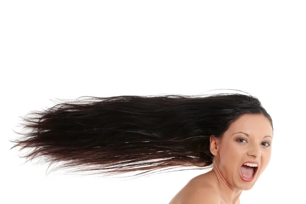 Kvinna med långa strån長い毛を持つ女性 — ストック写真