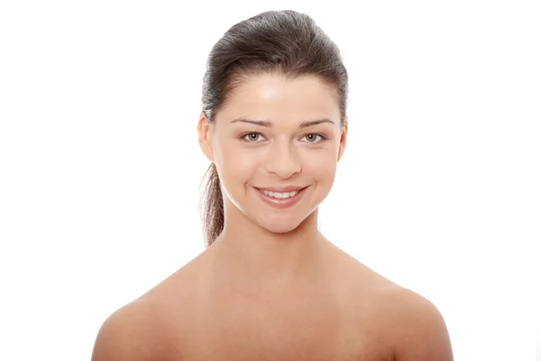 Retrato Chica Atractiva Sin Maquillaje Aislado Sobre Fondo Blanco —  Fotos de Stock