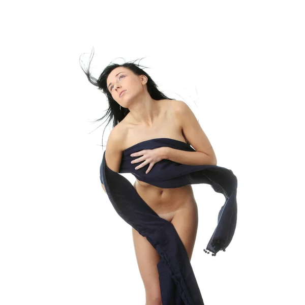 Sensual Retrato Joven Hermosa Mujer Caucásica Bailando Con Viento Aislado — Foto de Stock