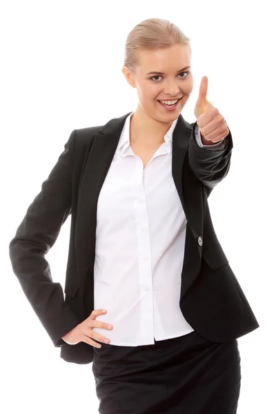 Young business woman showing OK sign — Stock Photo, Image
